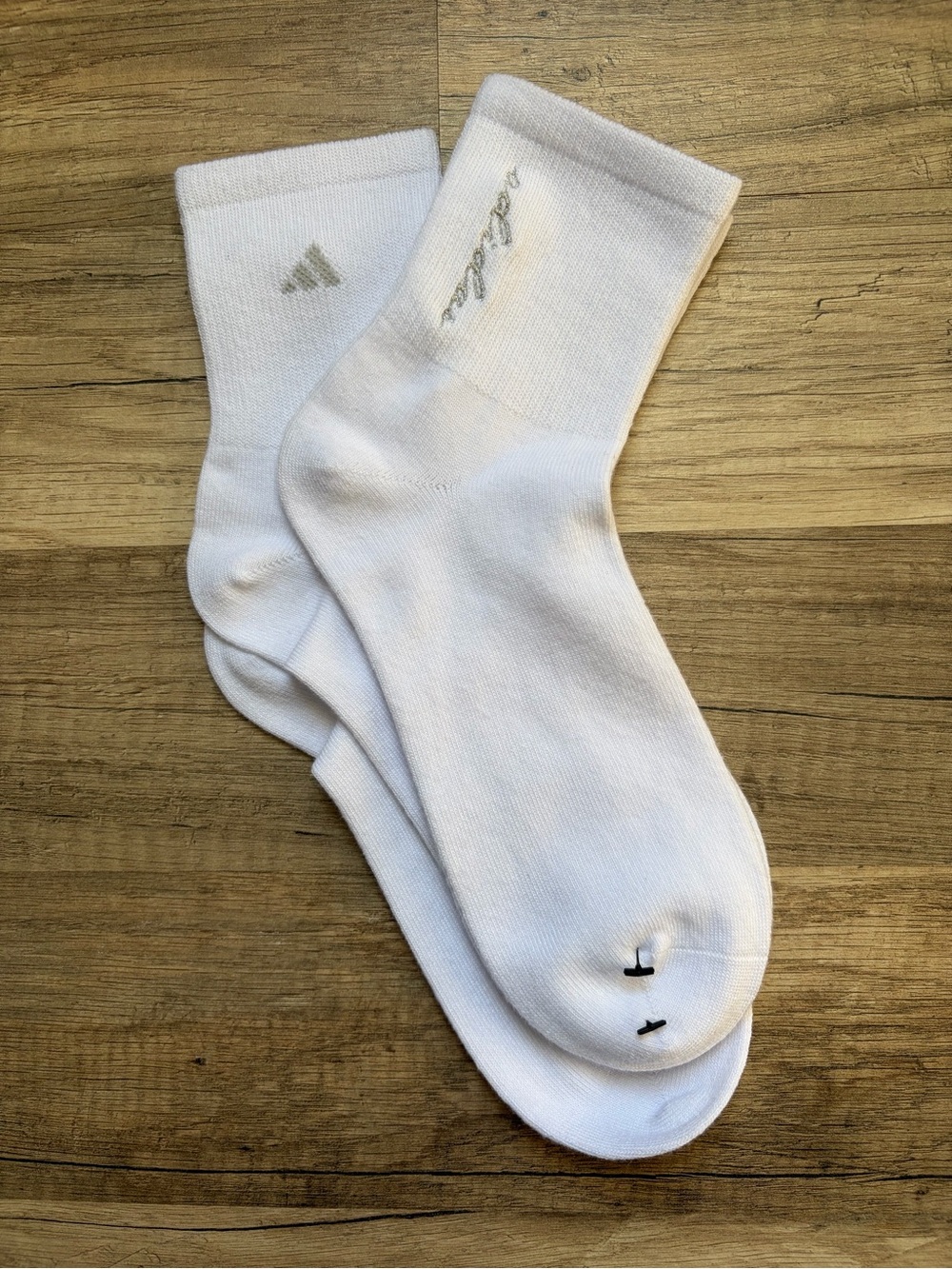 adidas White Quarter Athletic Socks with Logo